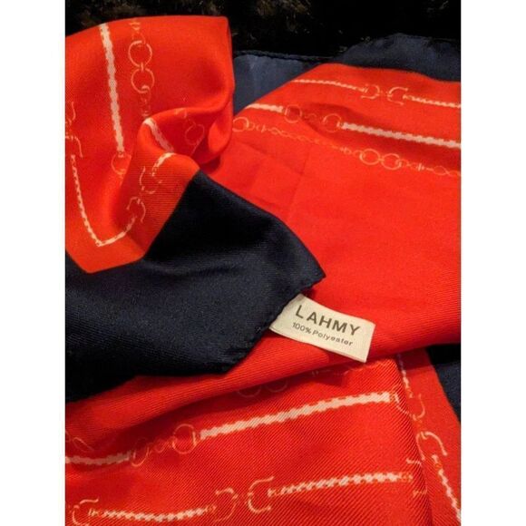 Vintage Patricia Paris Scarf Red, Blue Navy Scarf Beautiful - Picture 2 of 3